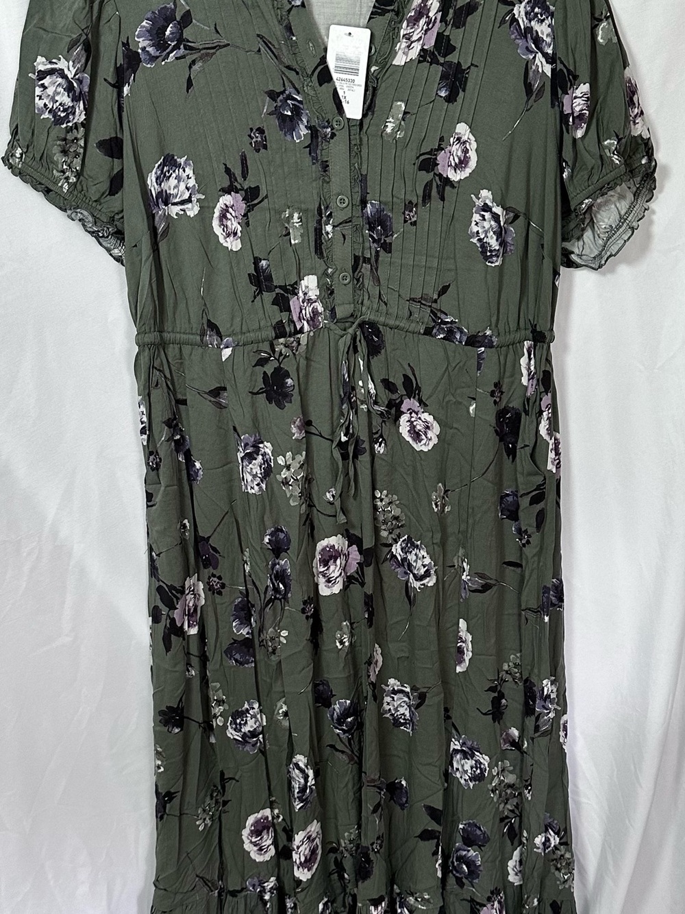 Torrid Maxi Stretch Challis Pintuck Tiered Dress Floral Green Size 1